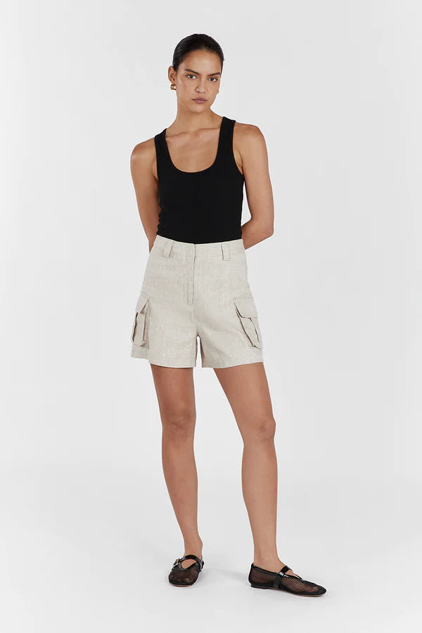 INGRID NATURAL LINEN CARGO SHORT