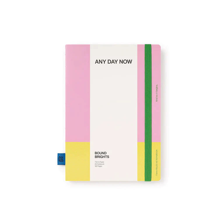 Bound Notebook A5 Ruled Pink and Yellow