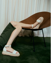 INDIE FLAT ESPADRILLE SANDALS WHITE LEATHER